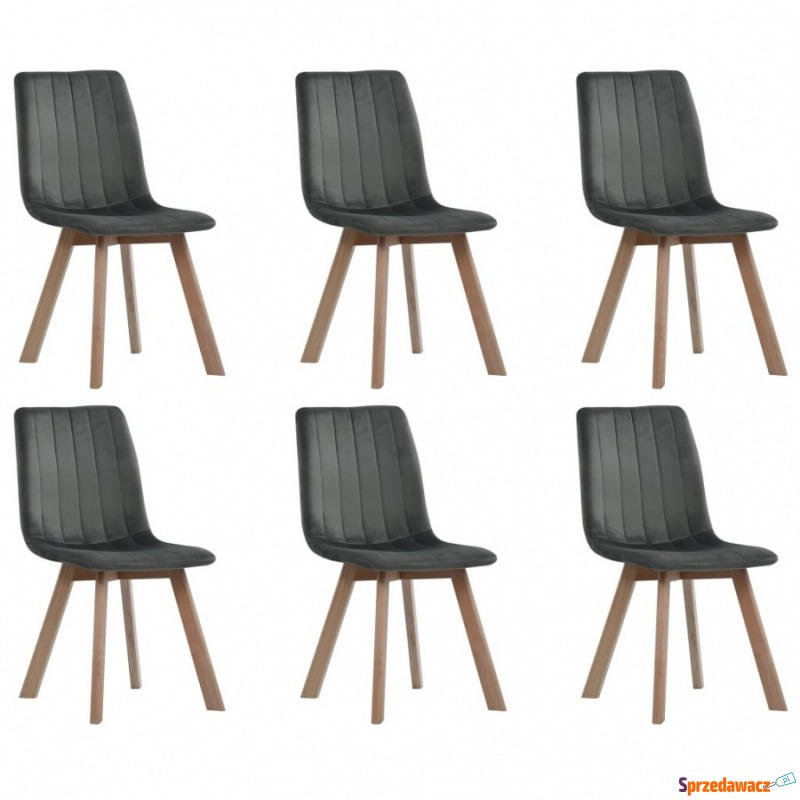 Krzesła do kuchni 6 szt. szare aksamitne - Krzesła kuchenne - Grabówka