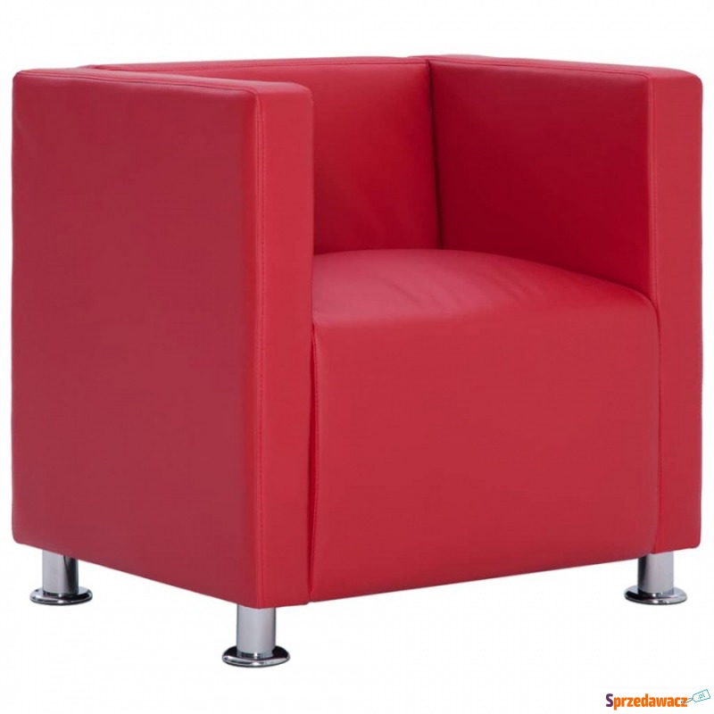 Fotel kubik czerwony sztuczna skóra - Krzesła biurowe - Białogard