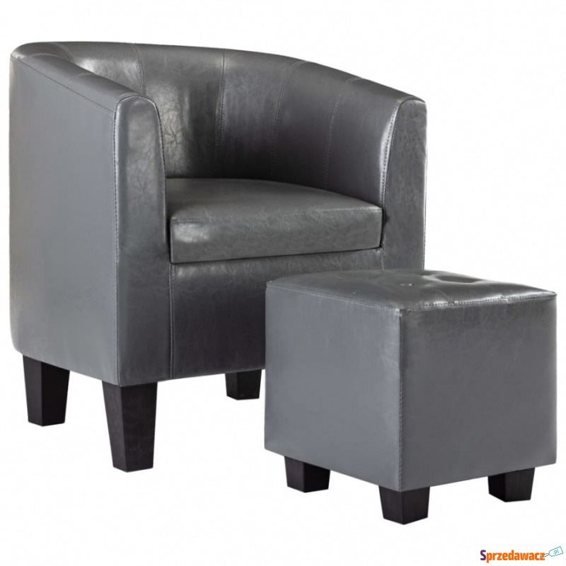 Fotel z podnóżkiem szary sztuczna skóra - Krzesła biurowe - Korytowo