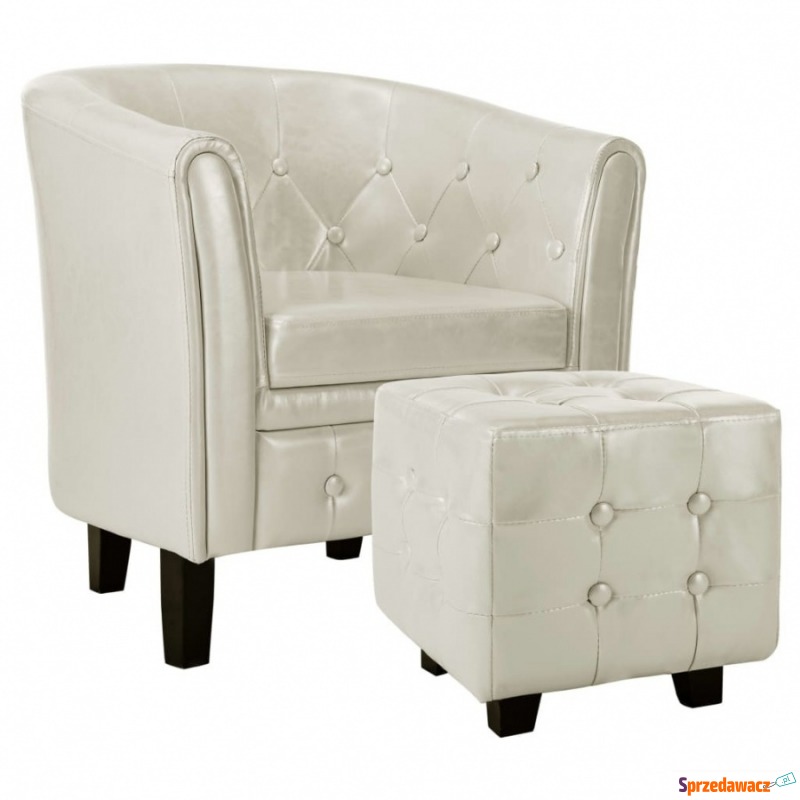 Fotel klubowy z podnóżkiem biały sztuczna skóra - Krzesła biurowe - Oleśnica