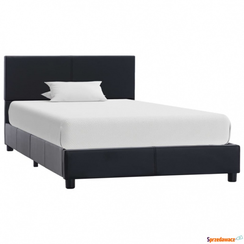 Rama łóżka, czarna, sztuczna skóra, 90 x 200 cm - Łóżka - Legionowo