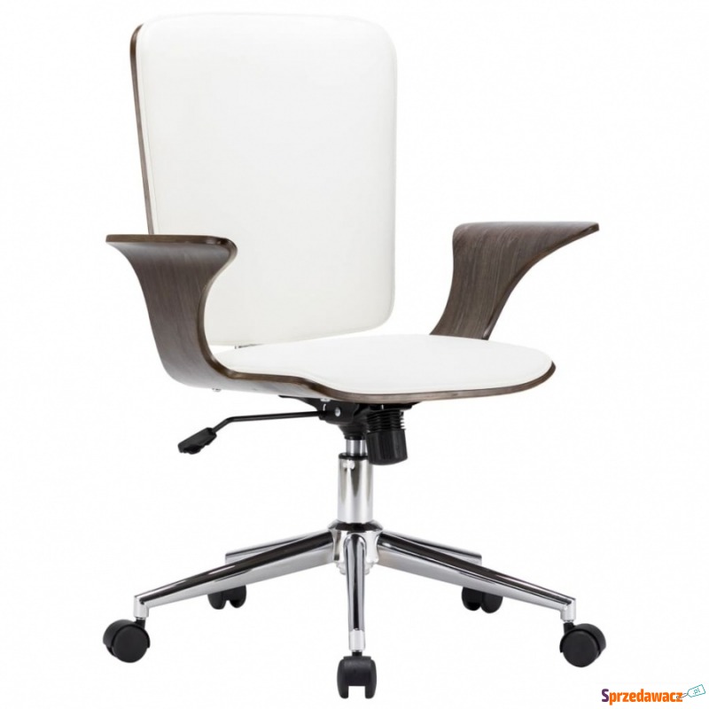 Obrotowe krzesło biurowe, białe, sztuczna skóra... - Krzesła biurowe - Zgorzelec
