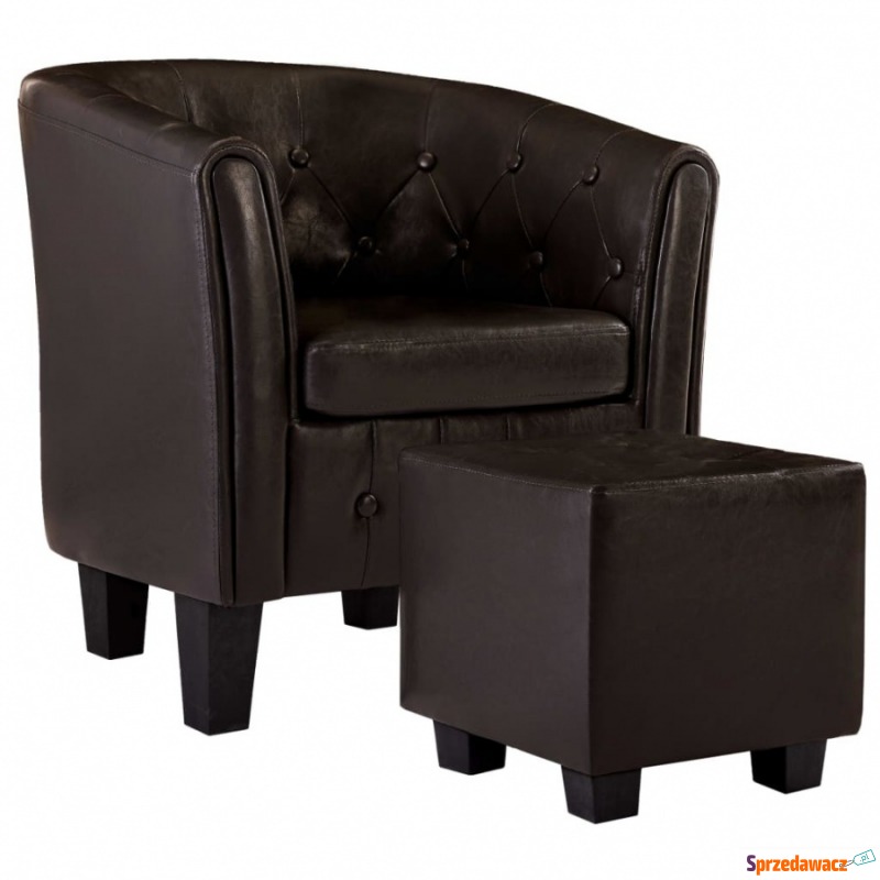 Fotel z podnóżkiem brązowy sztuczna skóra - Krzesła biurowe - Chełmno