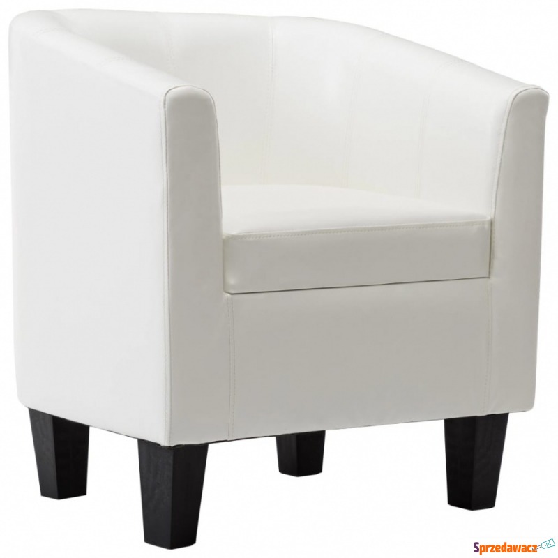 Fotel biały sztuczna skóra - Krzesła biurowe - Czarne
