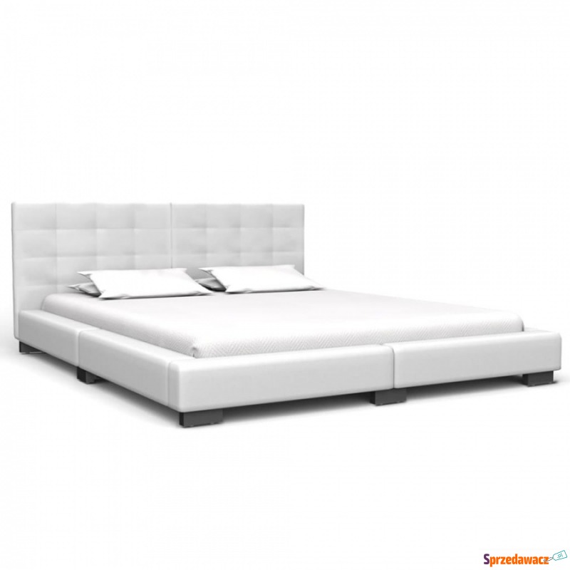 Rama łóżka, biała, sztuczna skóra, 160 x 200 cm - Łóżka - Świecie