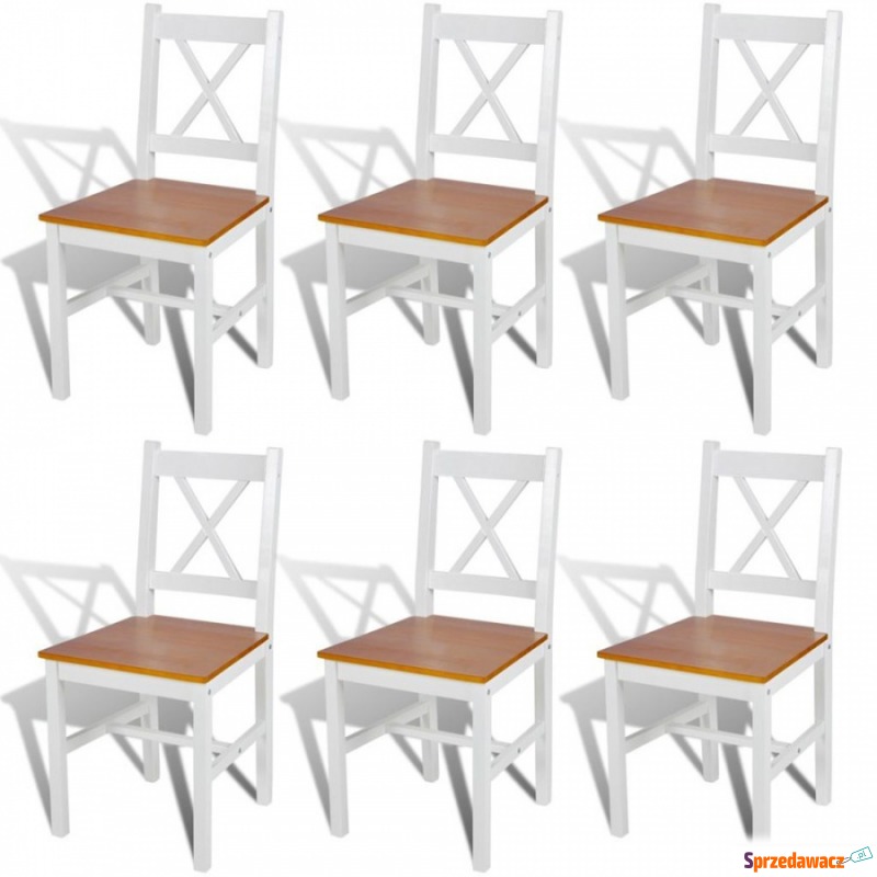 Krzesła do kuchni 6 szt. drewniane kolor biały... - Krzesła kuchenne - Stargard Szczeciński