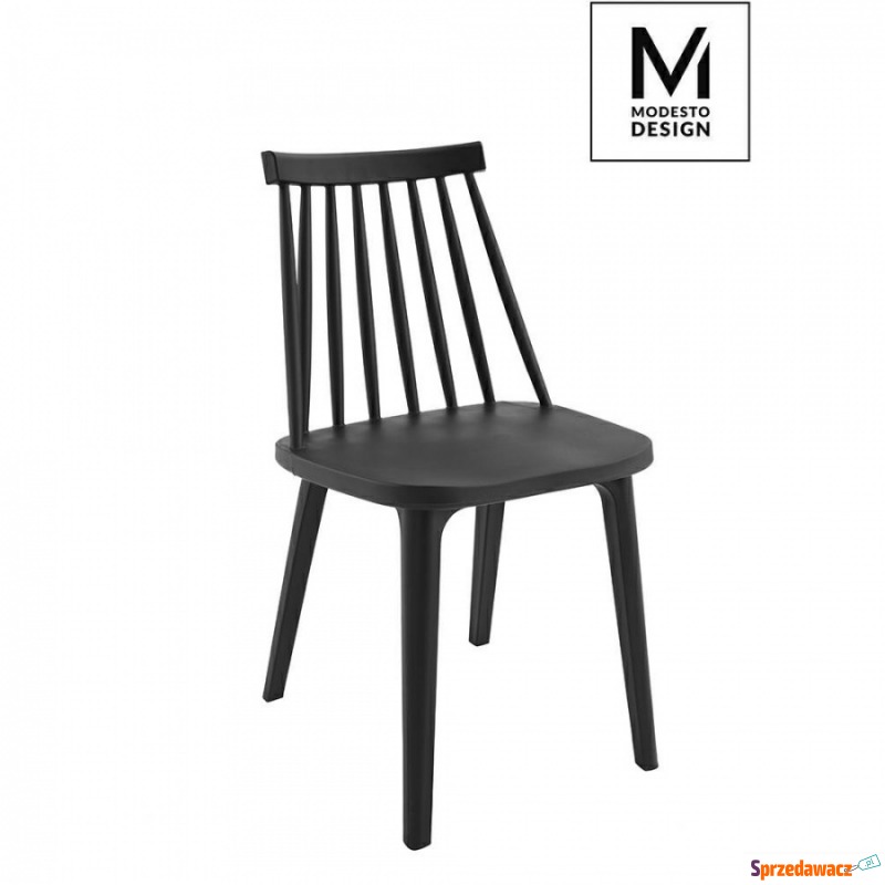 MODESTO krzesło RIBS BLACK czarne - polipropylen - Krzesła do salonu i jadalni - Nysa