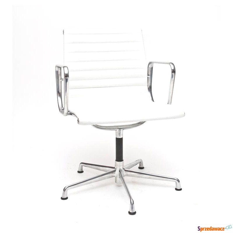 Krzesło biurowe skórzane białe chrom - Krzesła biurowe - Zaścianki