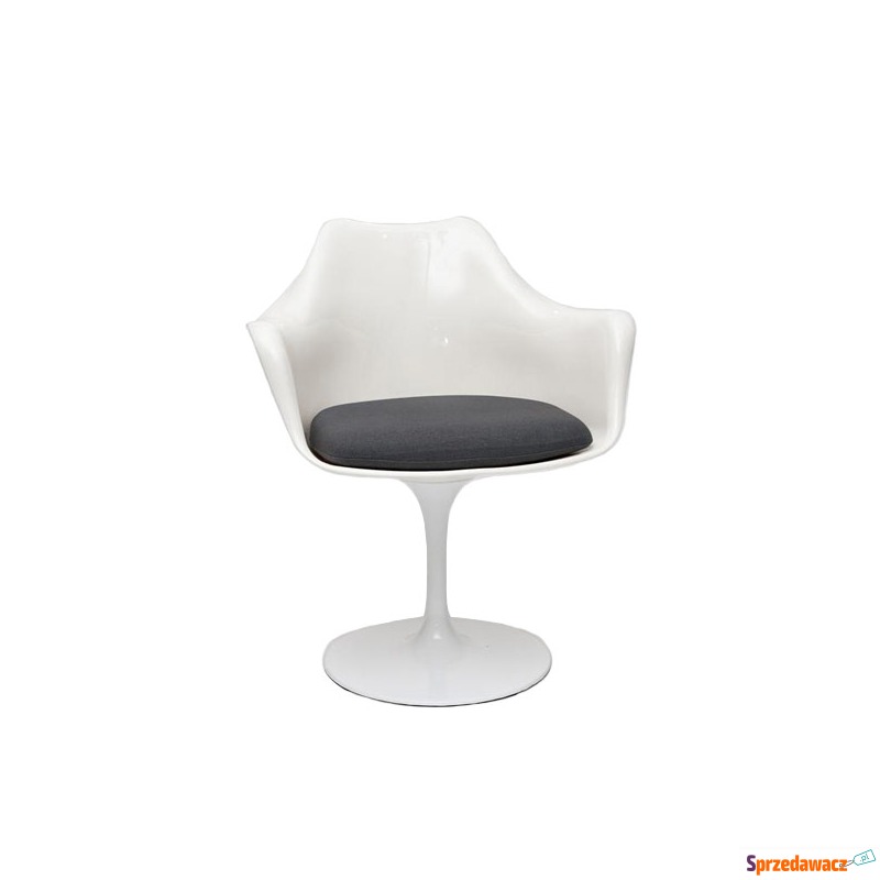 Krzesło TulAr biały/szara poduszka - Krzesła do salonu i jadalni - Grabówka