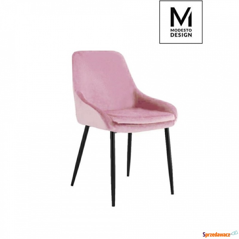 MODESTO krzesło CLOVER pudrowy róż - welur, metal - Krzesła do salonu i jadalni - Elbląg