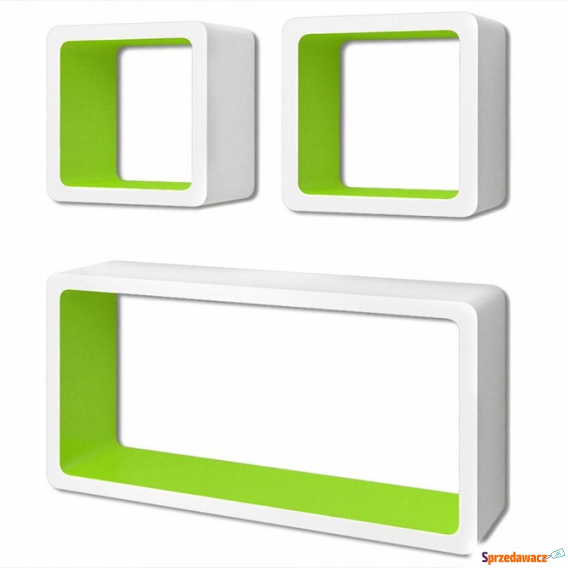 3 biało zielone wiszące półki ozdobne MDF Cube - Półki, wsporniki - Puławy