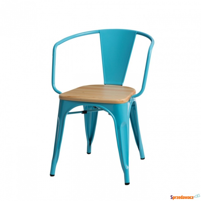 Krzesło Paris Arms Wood D2 niebieskie/sosna n... - Krzesła do salonu i jadalni - Mrągowo