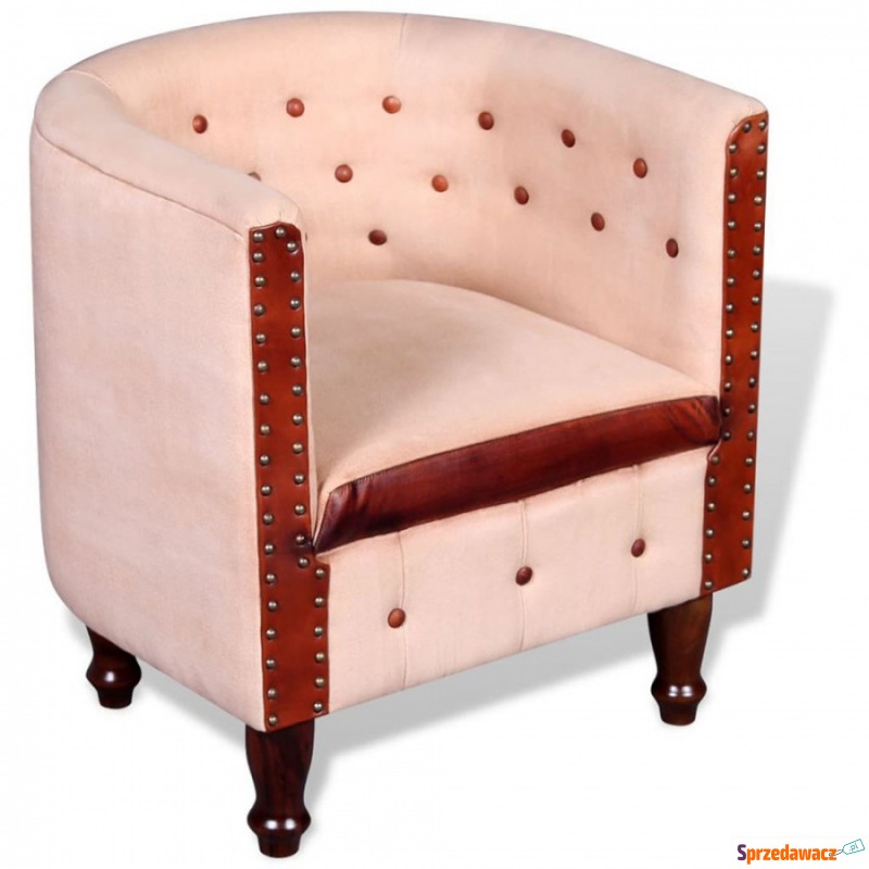 Fotel Tub prawdziwa skóra + beżowy materiał - Krzesła biurowe - Bezrzecze