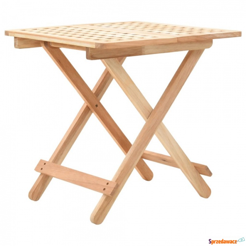 Składany stolik boczny z litego drewna orzech... - Stoły, stoliki, ławy - Bełchatów