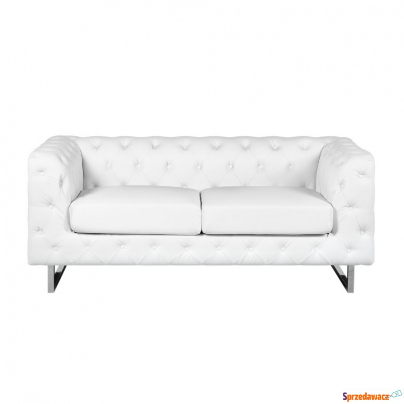 Sofa 2-osobowa ekoskóra biała VISSLAND - Sofy, fotele, komplety... - Zabrze