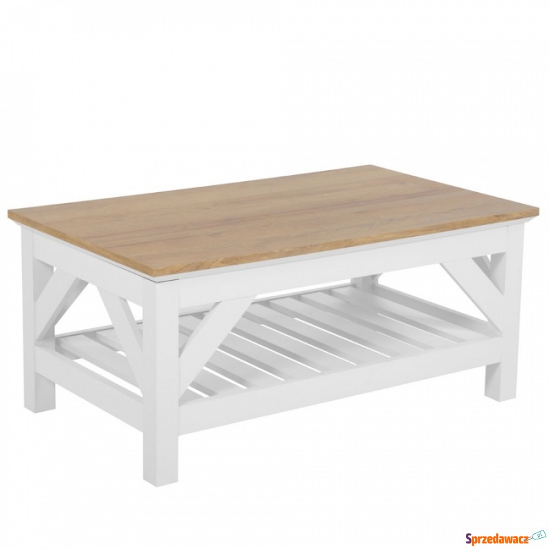 Stolik kawowy jasne drewno z białym SAVANNAH - Stoły, stoliki, ławy - Rogoźnik