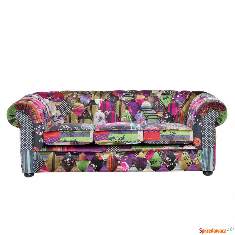 Sofa trzyosobowa tapicerowana patchwork fioletowa... - Sofy, fotele, komplety... - Legnica