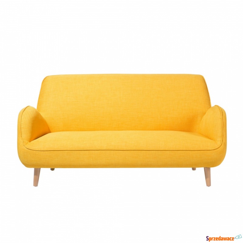 Sofa trzyosobowa tapicerowana żółta KOUKI - Sofy, fotele, komplety... - Tarnów