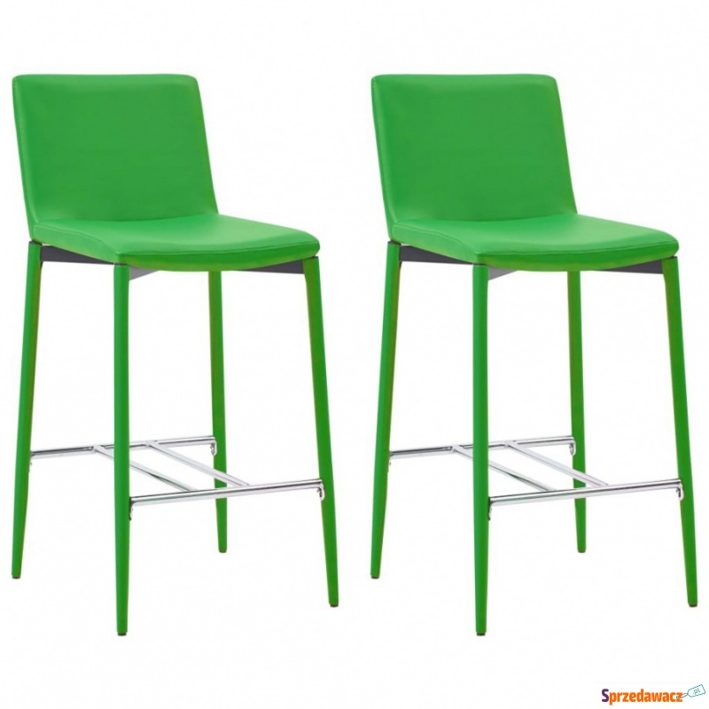 Krzesła barowe 2 szt. zielone sztuczna skóra - Taborety, stołki, hokery - Zamość
