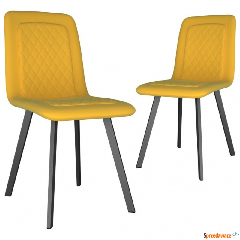 Krzesła do kuchni 2 szt. żółte aksamit - Krzesła kuchenne - Dębica