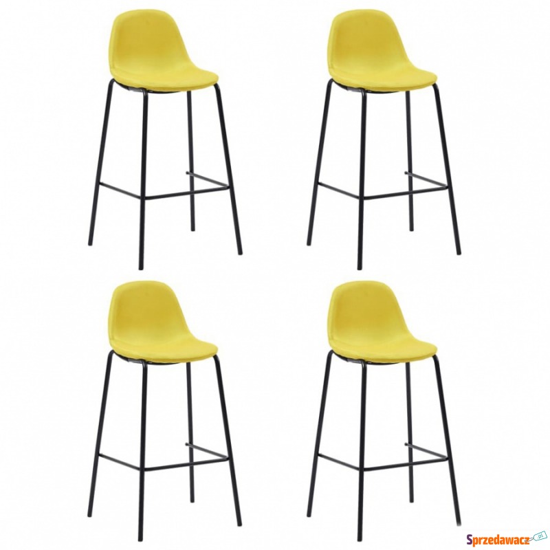 Krzesła barowe 4 szt. żółte tapicerowane tkaniną - Taborety, stołki, hokery - Białystok