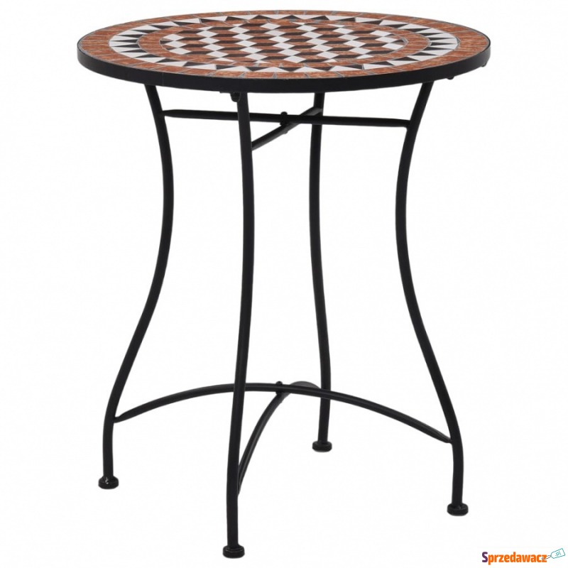 Mozaikowy stolik bistro, brązowy, 60 cm, ceramiczny - Stoły, ławy, stoliki - Grudziądz
