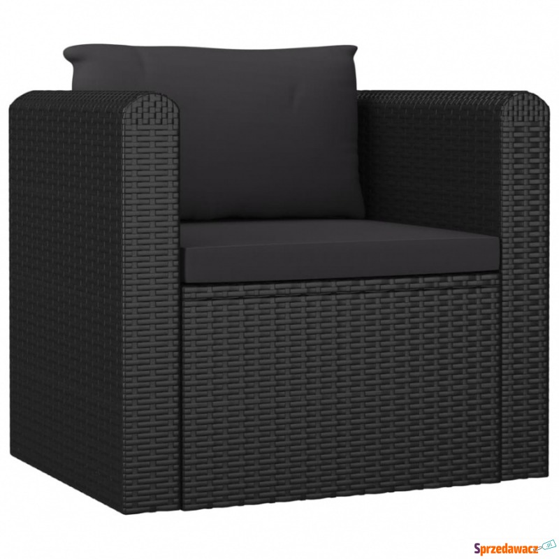 Fotel z poduszką, polirattan, czarny - Krzesła biurowe - Wałbrzych