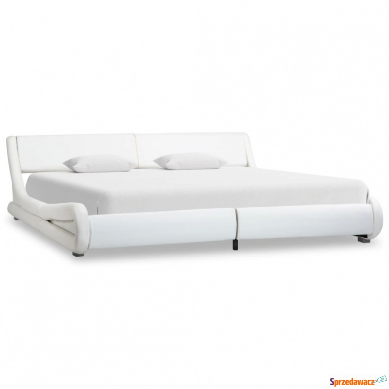 Rama łóżka, biała, sztuczna skóra, 180 x 200 cm - Łóżka - Ciechanów