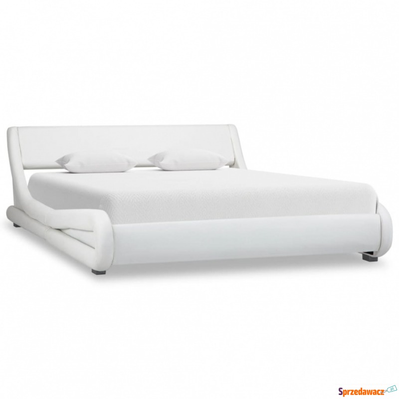 Rama łóżka, biała, sztuczna skóra, 160 x 200 cm - Łóżka - Szczecinek