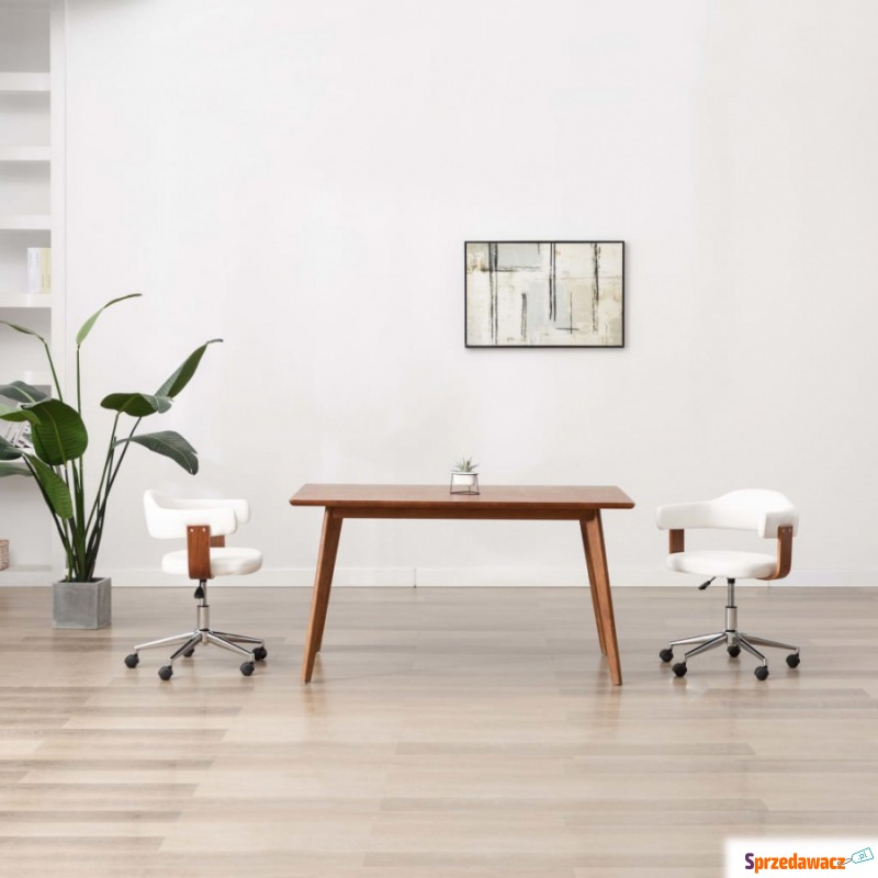 Obrotowe krzesło stołowe, białe, gięte drewno... - Krzesła biurowe - Tczew