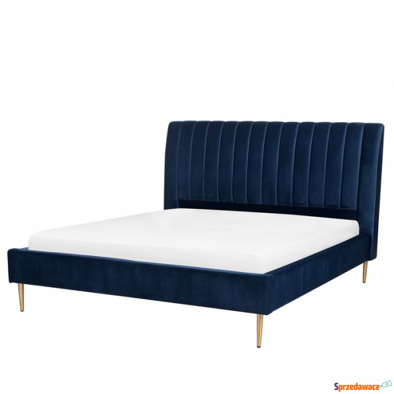 Łóżko welurowe 160 x 200 cm niebieskie MARVILLE - Łóżka - Świnoujście