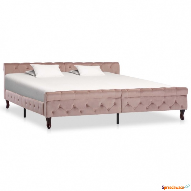 Rama łóżka, różowa, tapicerowana aksamitem, 2... - Stelaże do łóżek - Kwidzyn