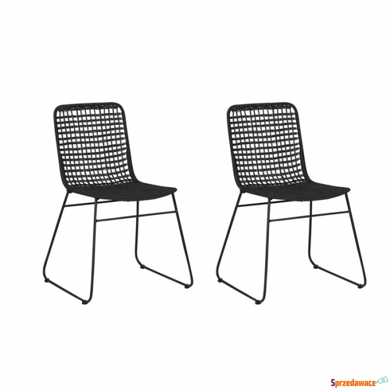 Zestaw 2 krzeseł do jadalni rattanowy czarny BERITO - Krzesła do salonu i jadalni - Zgierz