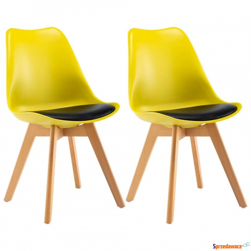 Krzesła do kuchni 2 szt. żółto-czarne - Krzesła kuchenne - Gierałcice