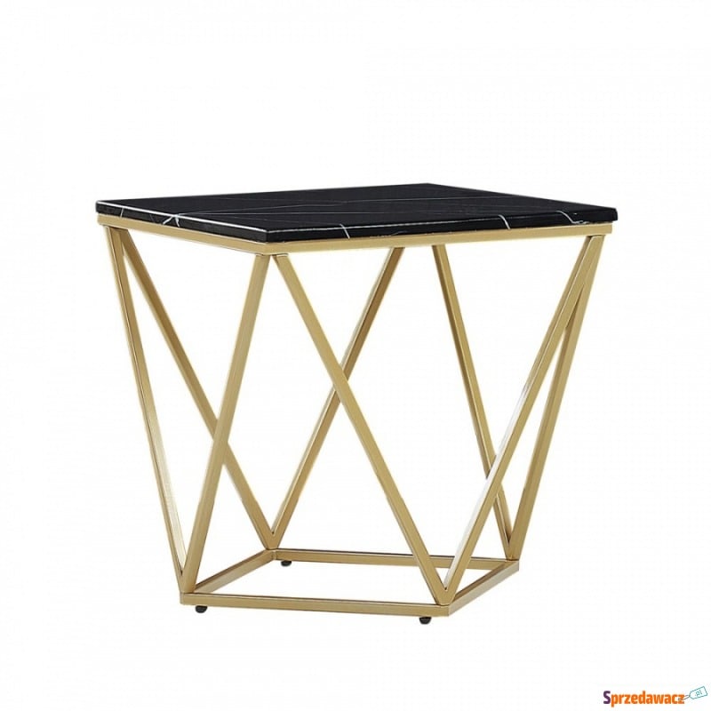 Stolik pomocniczy efekt marmuru czarno-złoty MALIBU - Stoły, stoliki, ławy - Ustka