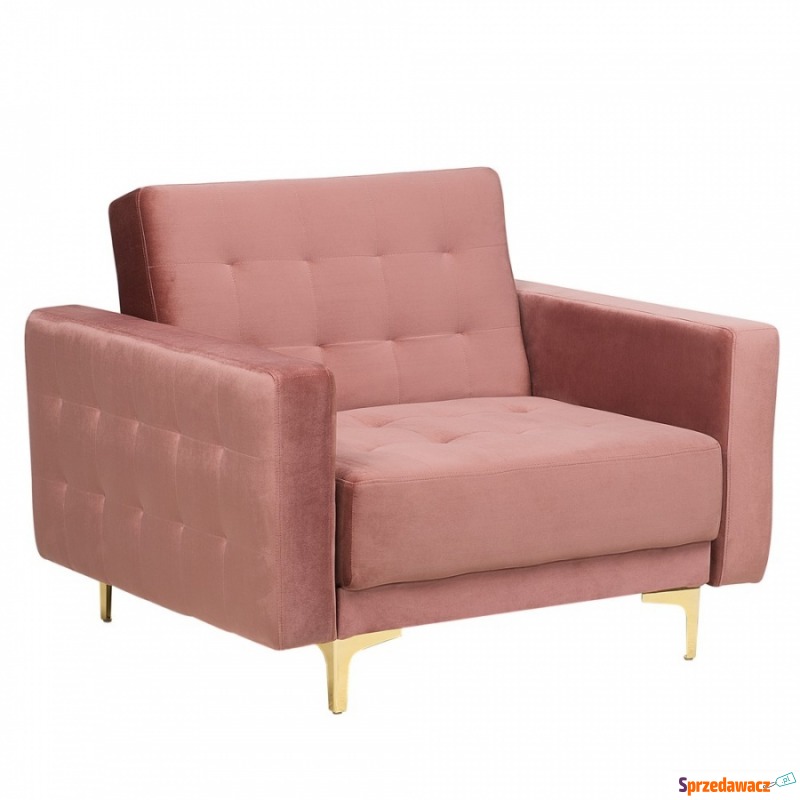 Fotel welurowy różowy ABERDEEN - Sofy, fotele, komplety... - Bełchatów