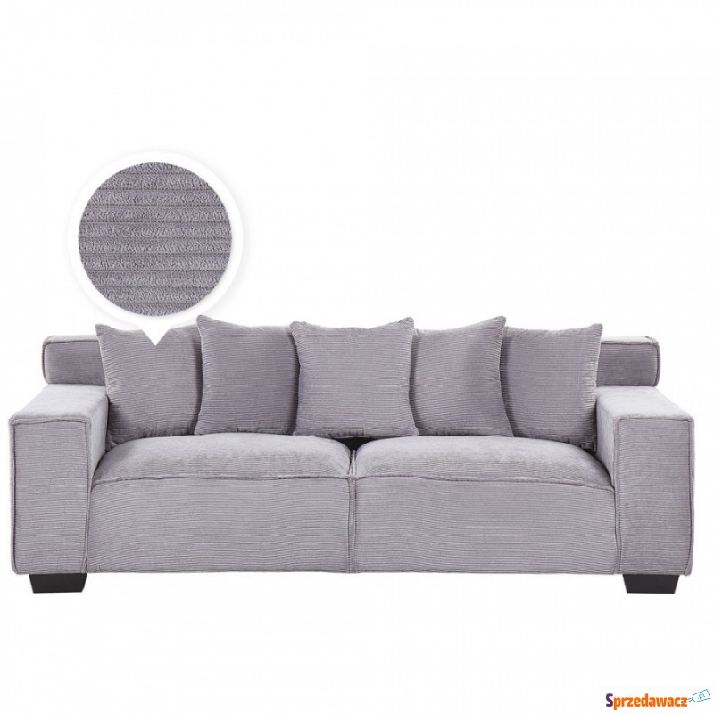 Sofa 3-osobowa sztruksowa jasnoszara VISKAN - Sofy, fotele, komplety... - Malbork