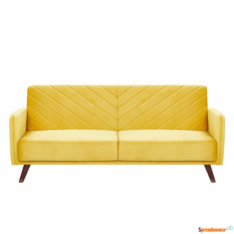 Sofa rozkładana welurowa żółta SENJA - Sofy, fotele, komplety... - Kędzierzyn-Koźle
