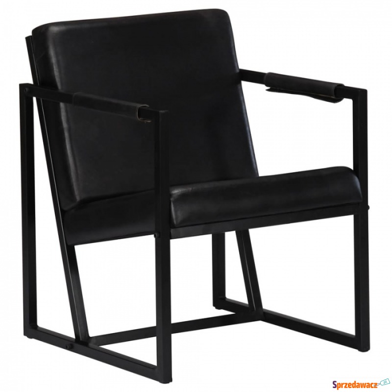 Fotel, czarny, skóra naturalna - Sofy, fotele, komplety... - Słupsk