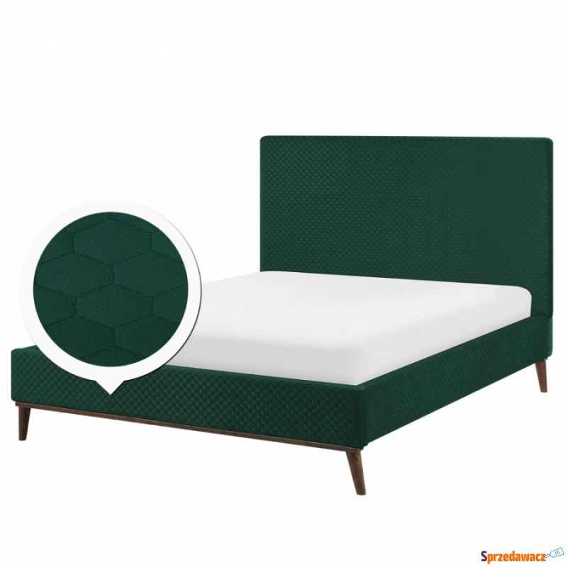 Łóżko welurowe 140 x 200 cm zielone BAYONNE - Łóżka - Jawor