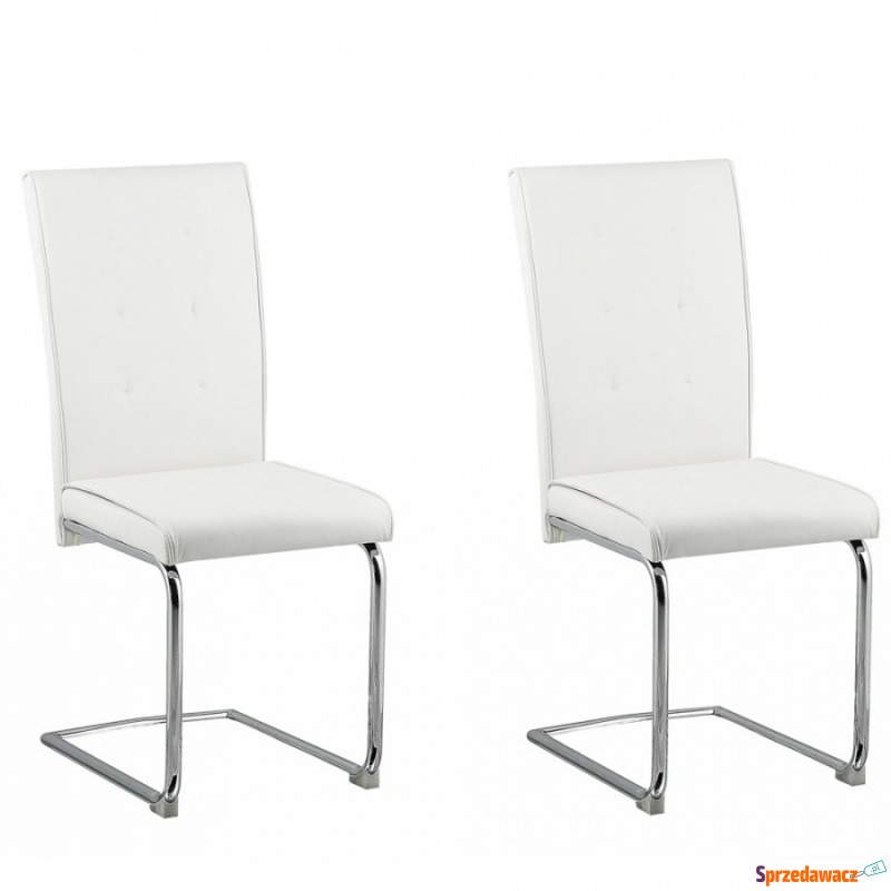 Zestaw 2 krzeseł do jadalni ekoskóra biały ROVARD - Krzesła do salonu i jadalni - Grabówka