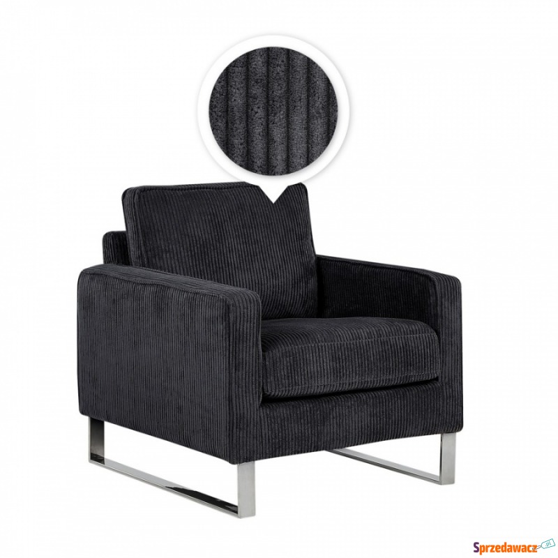 Fotel sztruksowy czarny VIND - Sofy, fotele, komplety... - Bielsk Podlaski