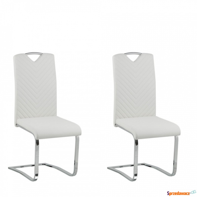 Zestaw 2 krzeseł do jadalni ekoskóra biały PICKNES - Krzesła do salonu i jadalni - Oława