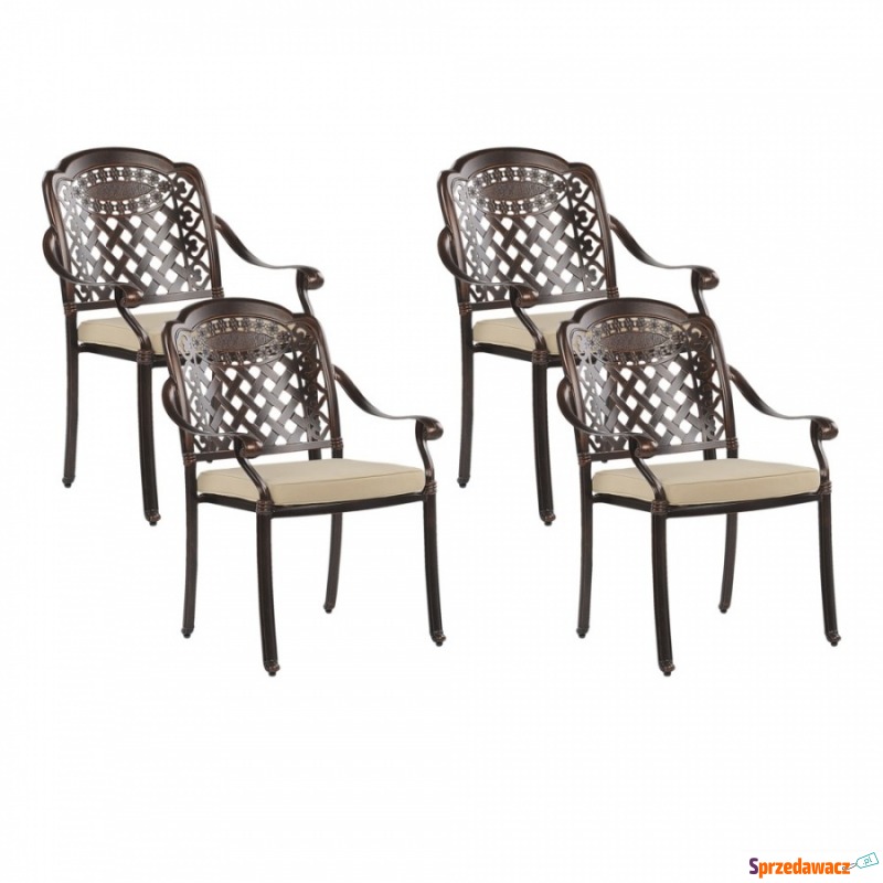 Zestaw 4 krzeseł ogrodowych brązowy MANFRIA - Krzesła ogrodowe - Włocławek