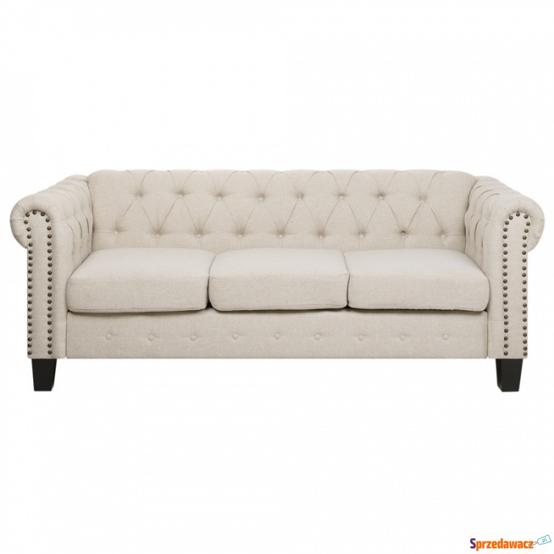 Sofa 3-osobowa proste nogi beżowa CHESTERFIELD - Sofy, fotele, komplety... - Trzebiatów