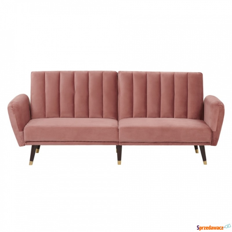 Sofa rozkładana welurowa różowa VIMMERBY - Sofy, fotele, komplety... - Ugoszcz