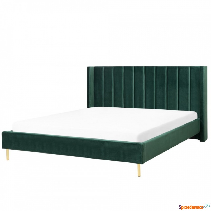 Łóżko welurowe 160 x 200 cm zielone VILLETTE - Łóżka - Pińczów