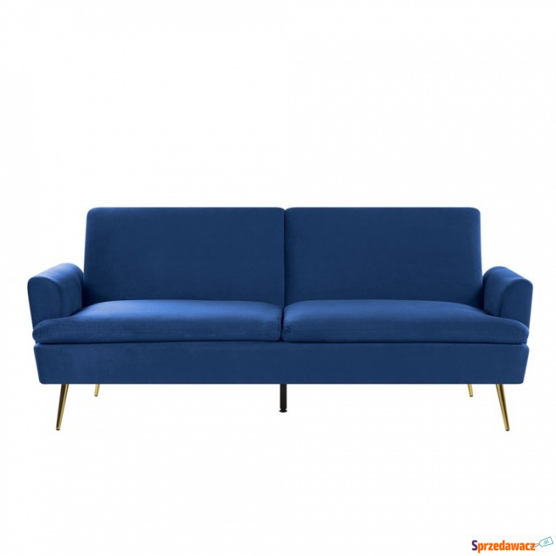 Sofa rozkładana welurowa niebieska VETTRE - Sofy, fotele, komplety... - Zgorzelec