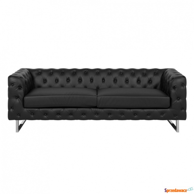 Sofa 3-osobowa ekoskóra czarna VISSLAND - Sofy, fotele, komplety... - Gliwice