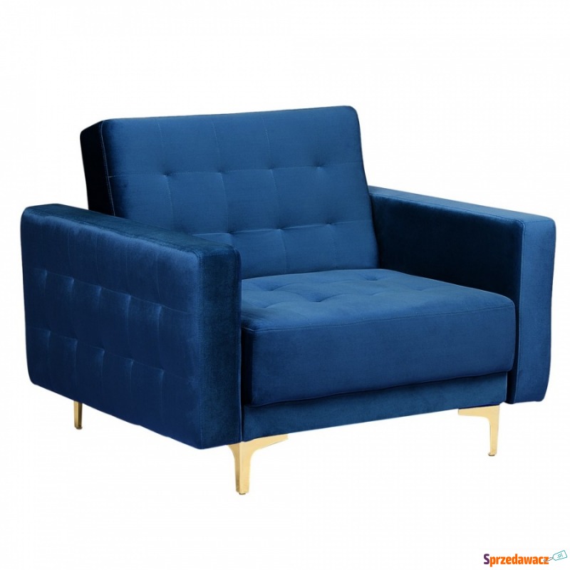 Fotel welurowy niebieski ABERDEEN - Sofy, fotele, komplety... - Giżycko